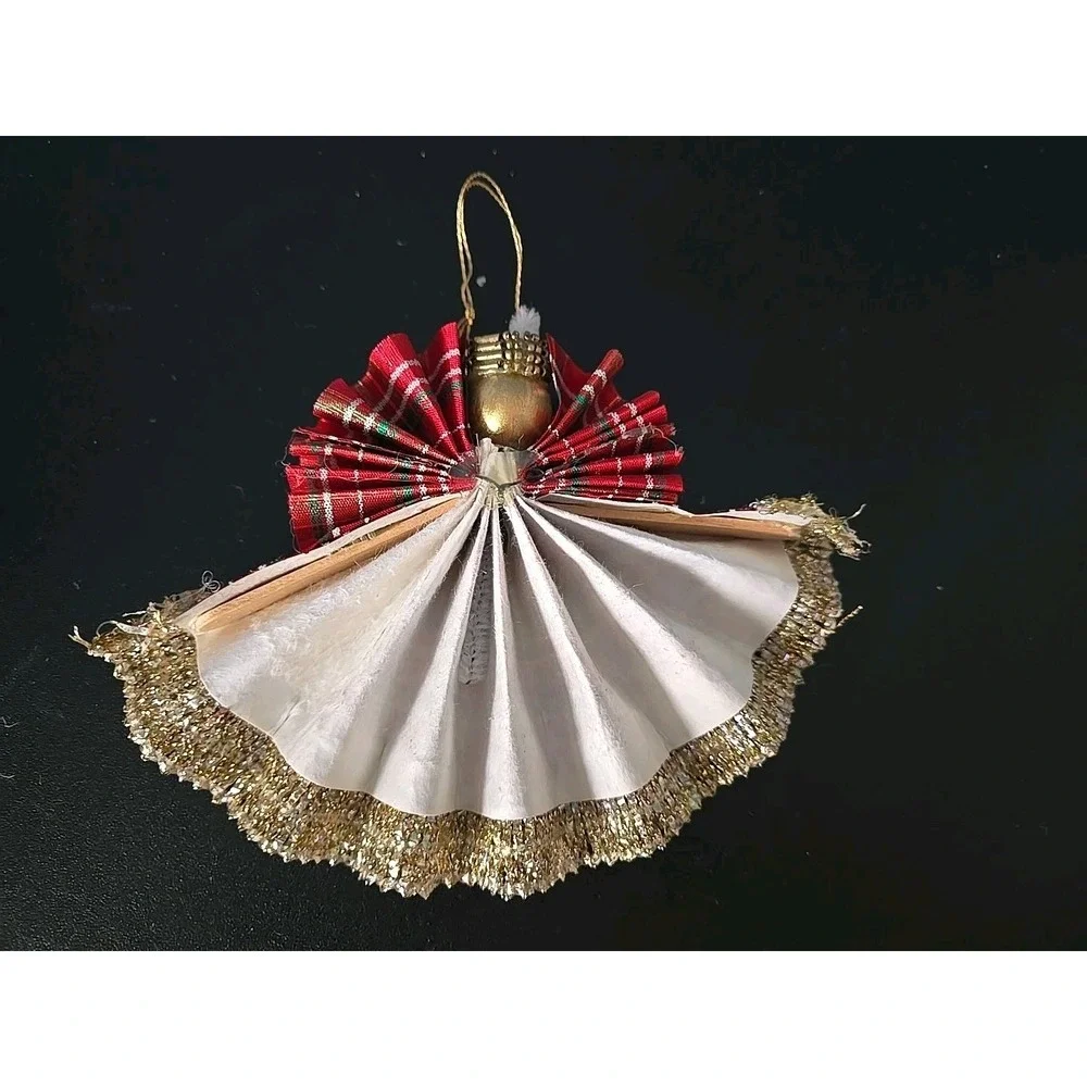 Lot‎ of 3 Vintage Christmas Angel Ornaments Accordion Handmade